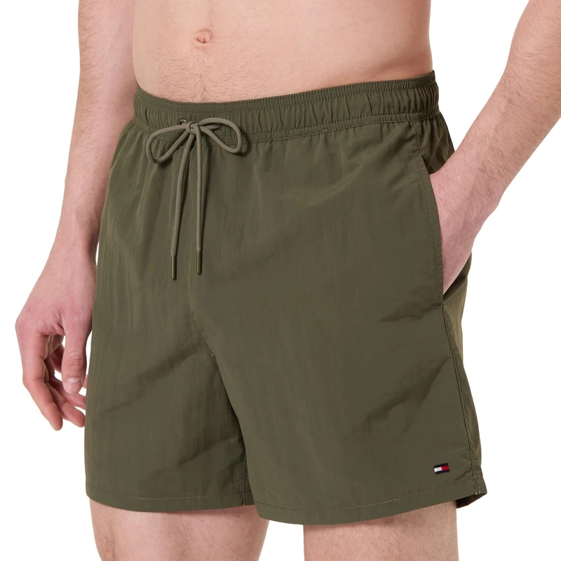 Tommy Hilfiger Men’s Medium Drawstring Swim Shorts with Logo, Green (Army Green), S