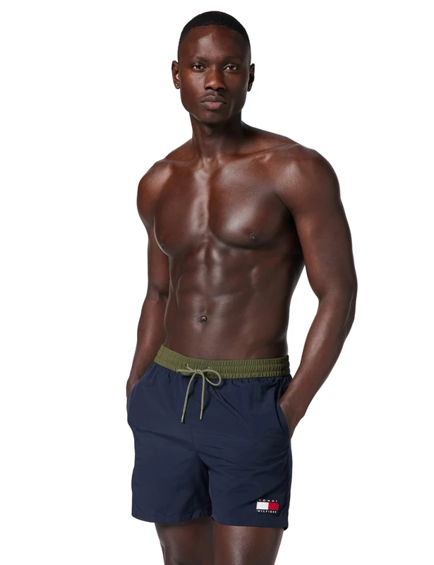 Tommy Hilfiger Men’s Medium Drawstring Swim Shorts, Blue (Desert Sky), S