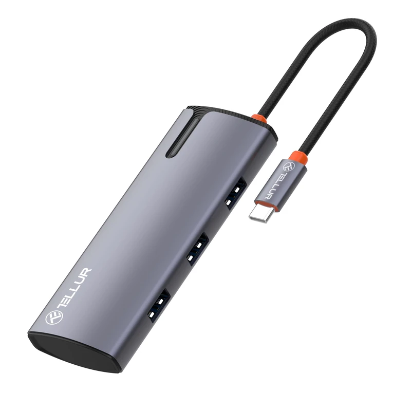 Tellur USB-C Hub, PD 3.0 100W, HDMI, 3X USB 3.0