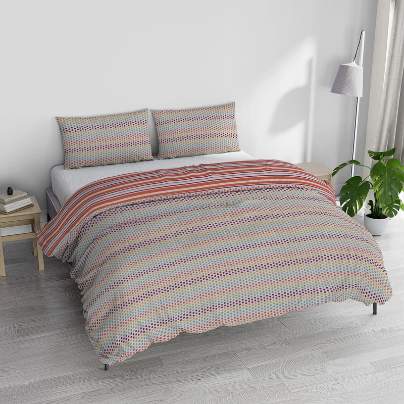 Italian Bed Linen Athena Duvet Cover Set with Printed Bag and Pillowcases, MALINDI Red, Double - Image 1