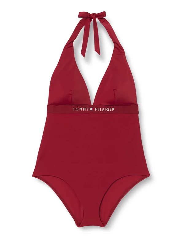 Tommy Hilfiger Women's Halter ONE Piece (EXT Sizes) UW0UW05850, Red, S