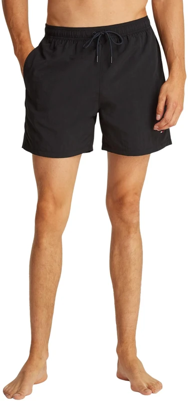 Tommy Hilfiger Men’s Medium Drawstring Swim Shorts with Logo, Black (Black), M