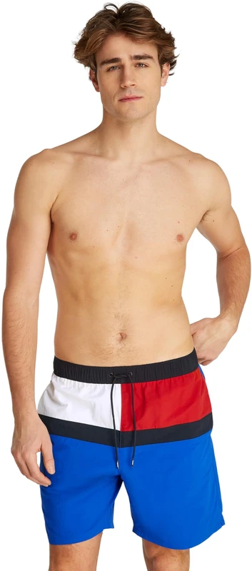 Tommy Hilfiger Men’s Long Drawstring Swim Shorts, Blue (Ultra Blue), XL