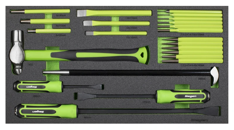 Siegen by Sealey 23pc Pry Bar, Hammer & Punch Set with Tool Tray - S01279