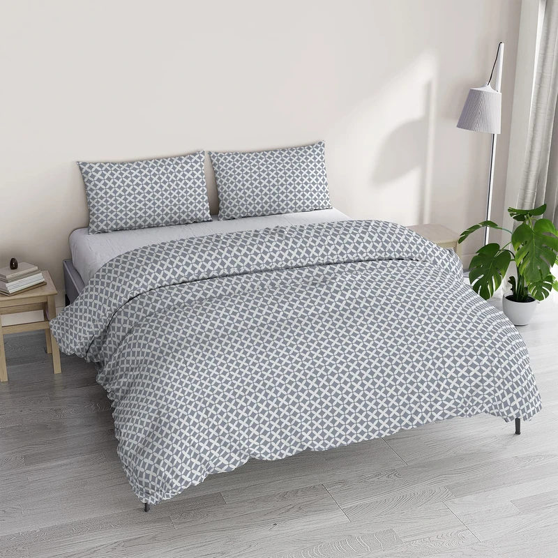 Italian Bed Linen Athena Duvet Cover Set with Printed Bag and Pillowcases, Rita Grey, Double