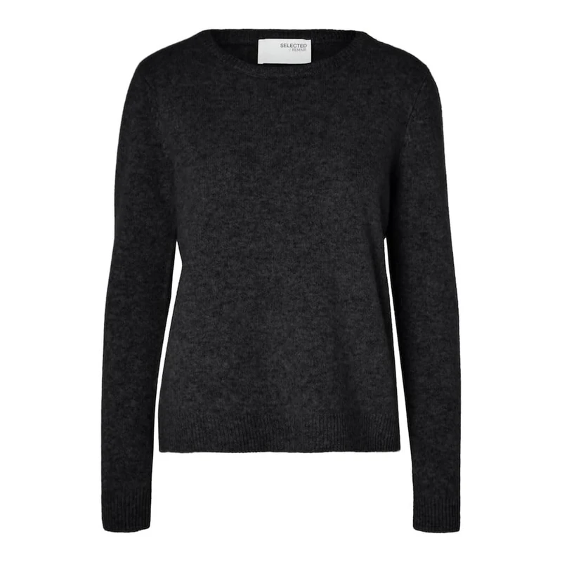SELECTED FEMME SLFMANILA LS Knit Cashmere O-Neck Noos, Black, M