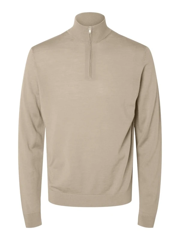 SELECTED HOMME Male Half-Zip Pullover 100% Merino Wool, Kelp, XL