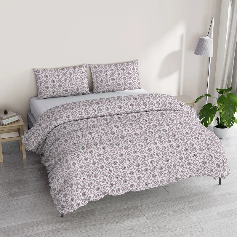 Italian Bed Linen Athena Duvet Cover Set with Printed Bag and Pillowcases, Dora Pink, Double