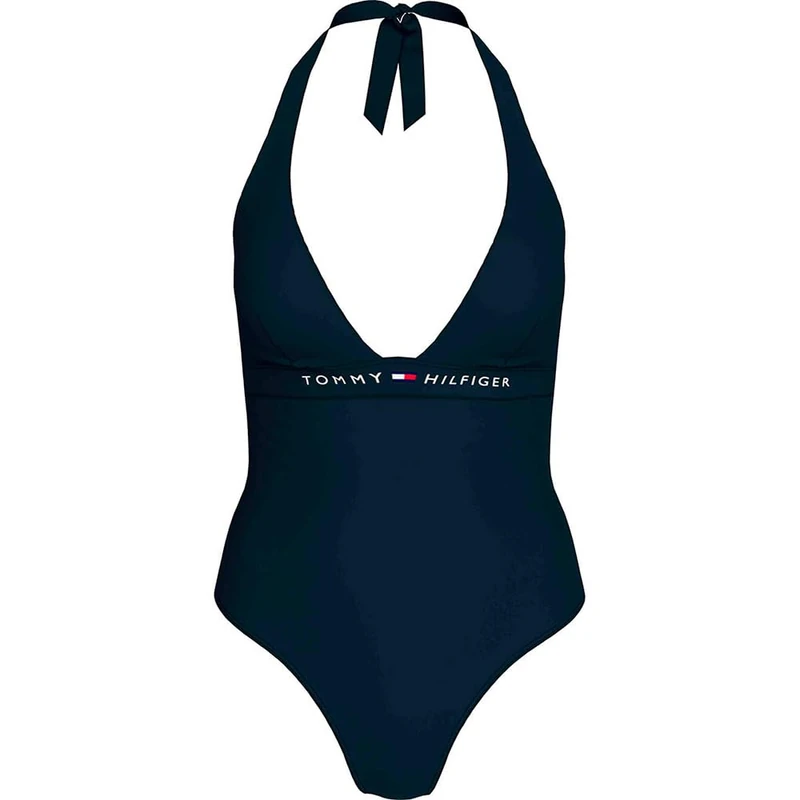Tommy Hilfiger Women’s Halterneck Swimsuit, Blue (Dark Night Navy), XS