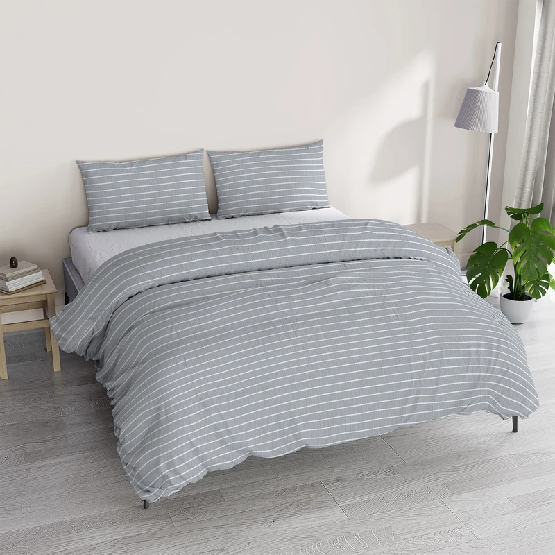 Italian Bed Linen Athena Duvet Cover Set with Printed Bag and Pillowcases, Clara Blue, Double