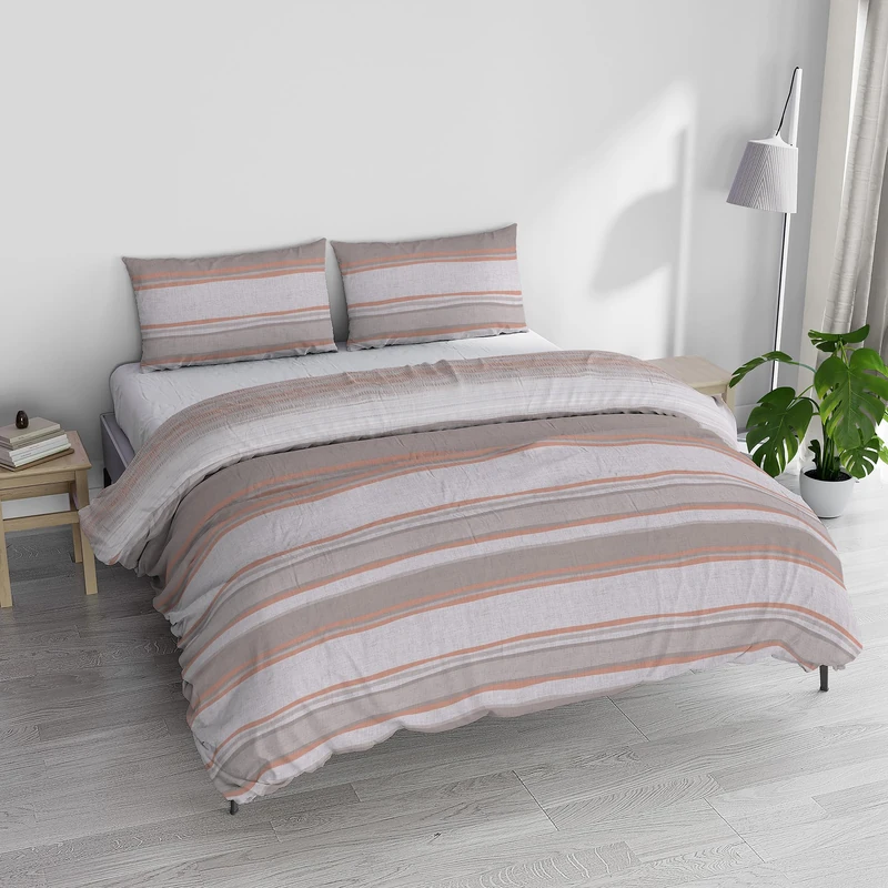 Italian Bed Linen Athena Duvet Cover Set with Printed Bag and Pillowcases, Pink DAMOUR DOUBLE