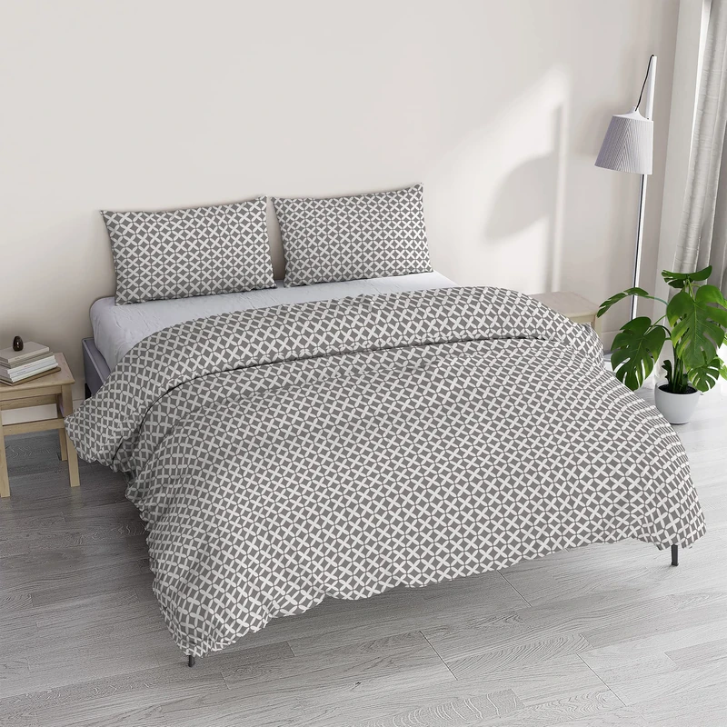 Italian Bed Linen Athena Duvet Cover Set with Printed Bag and Pillowcases, Rita Taupe, Double