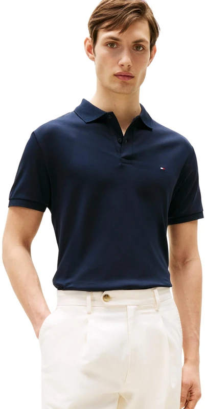Tommy Hilfiger Men's Liquid Cotton Essential REG Polo MW0MW35585 S/S Polo, Blue, XS