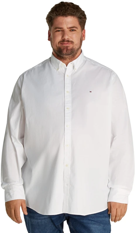Tommy Hilfiger Men’s Flex Poplin Solid Regular Fit Shirt, White (White), 2XL