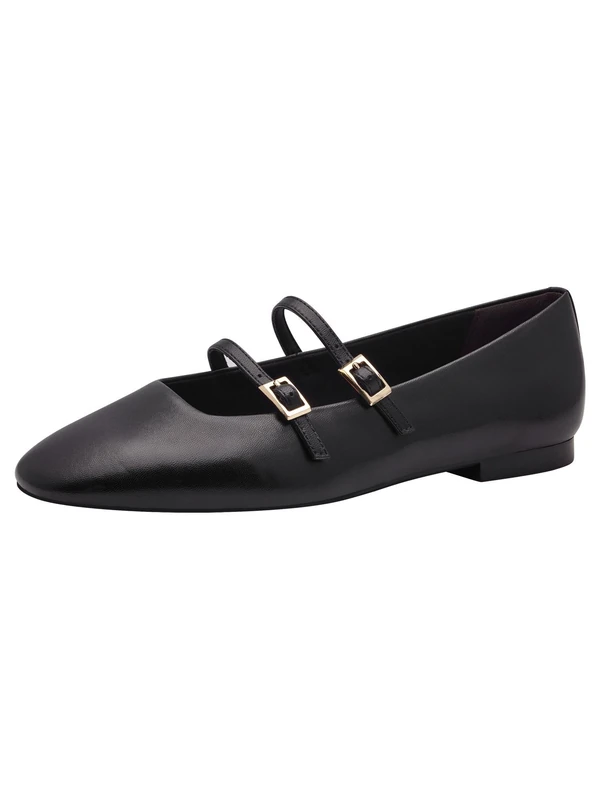 Tamaris Women's ballerina with strap leather flat black 7.5 UK