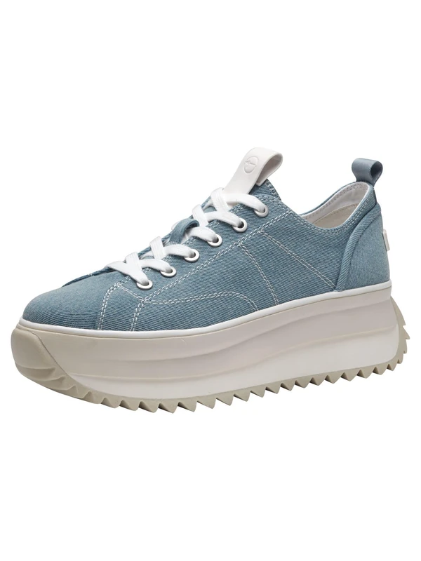 Tamaris Women's Vegan Lace-Up Shoes, Blue, 7.5 UK