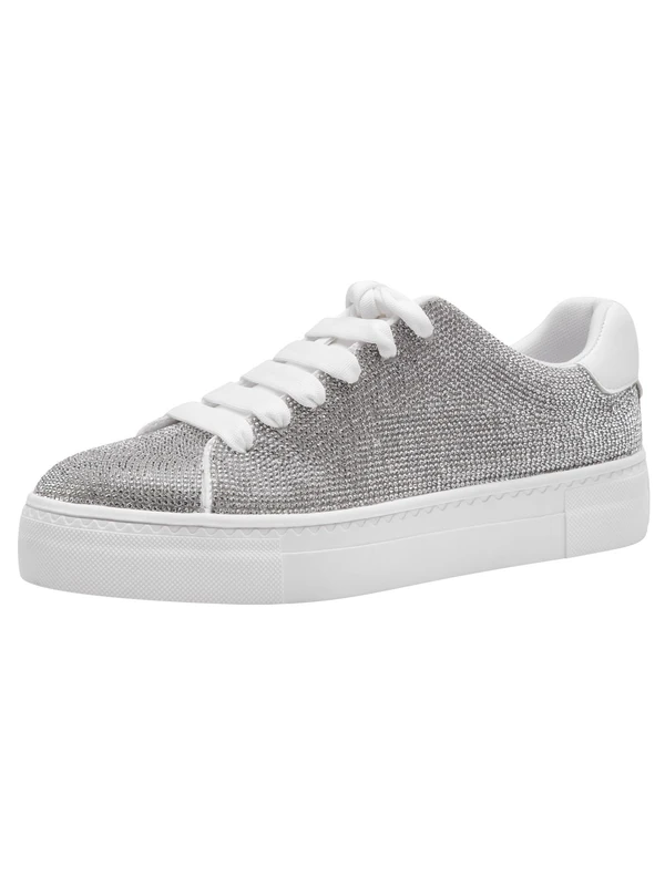 Tamaris Women's Vegan Sporty Lace-Up, Silver Glam, 4 UK