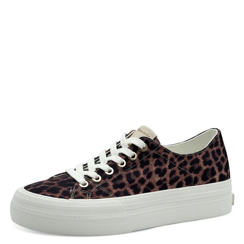 Tamaris Women's Vegan Sporty Lace-Up, Leopard, 3.5 UK