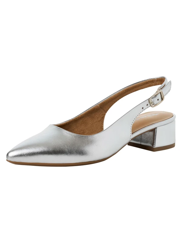 Tamaris Women's slingback pump with block heel metallic 4 UK