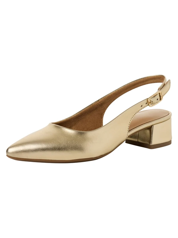 Tamaris Women's slingback pump with block heel metallic 7.5 UK
