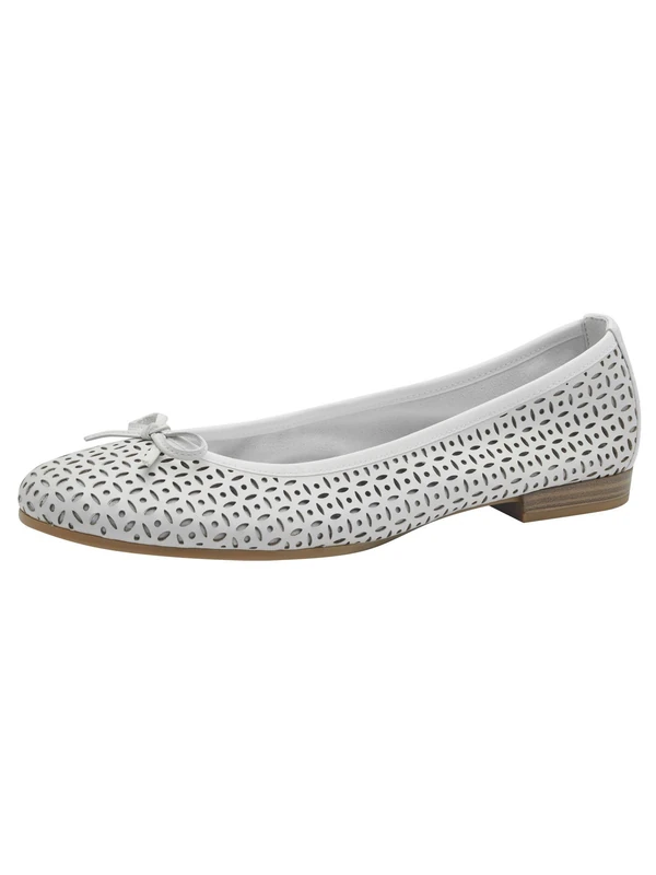 Tamaris Women's Leather Ballerina Shoes, White Struct 1, 4 UK