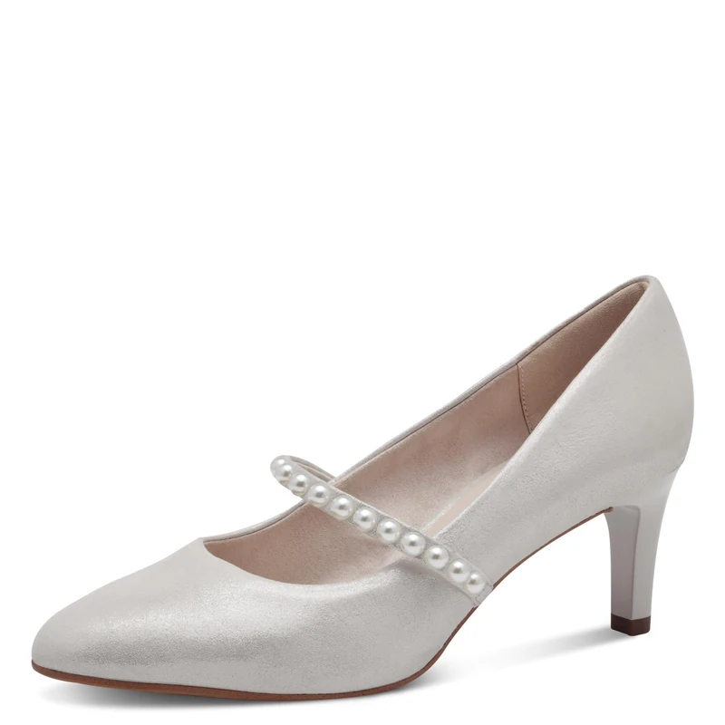 Tamaris Women's Stiletto Heel Pumps, Silver Platinum, 4 UK