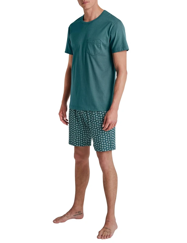 CALIDA Men's Relax Imprint Pajama Set, Philo Green, 58-60