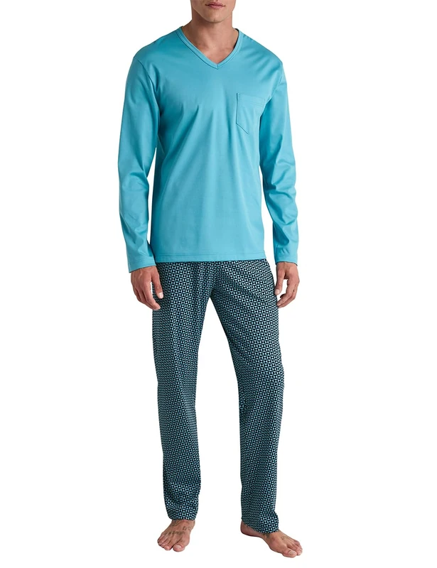 CALIDA Men's Relax Streamline Pajama Set, Bright Blue, 58-60
