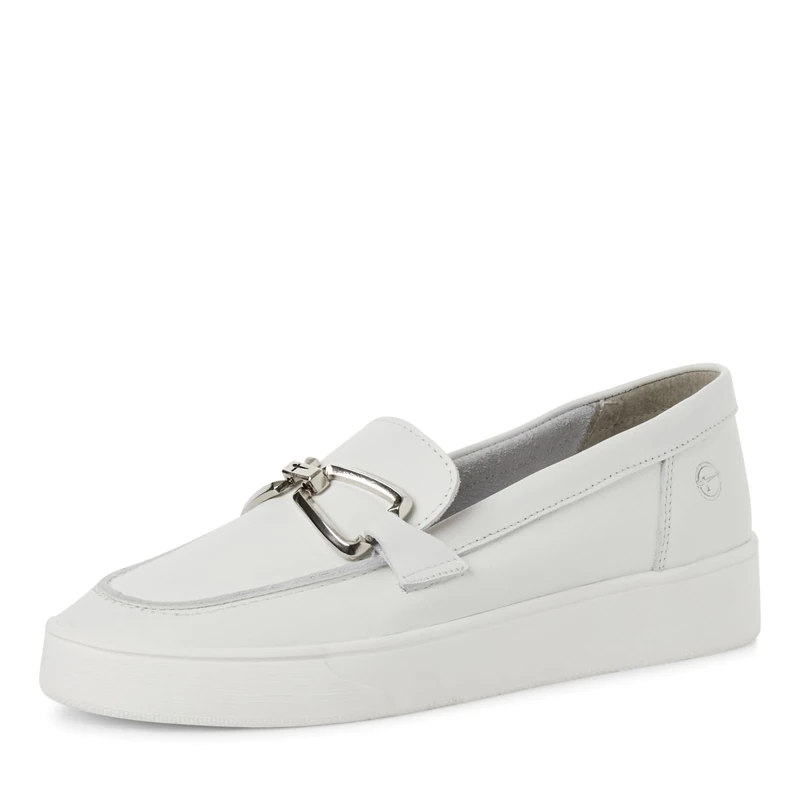 Tamaris Women's Comfortable Slippers, White Leather, 3.5 UK