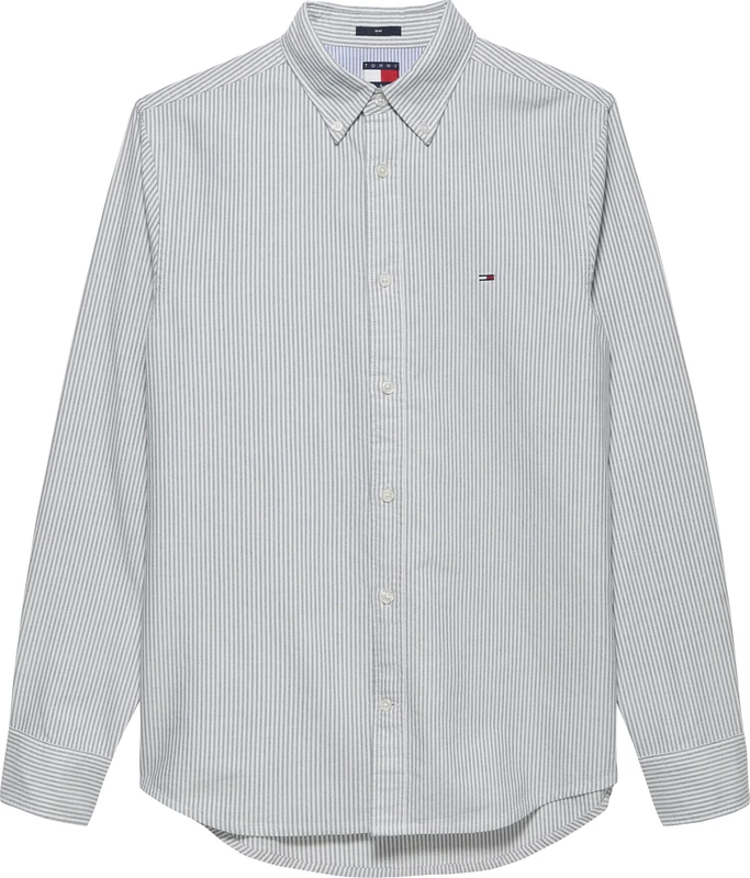 Tommy Jeans Men TJM Slim Stripe Oxford Shirt EXT L/S Shirt, Blue, 4XL