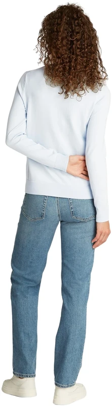 Tommy Hilfiger Women’s Fine Jersey Round Neck Jumper, Blue (Breezy Blue), XL