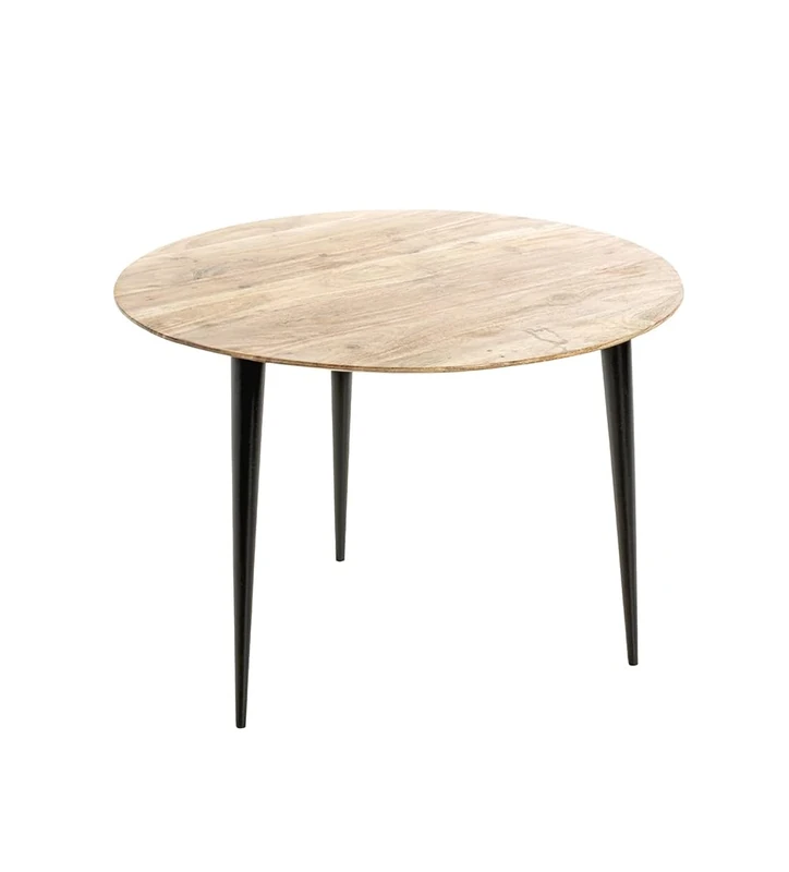 HAKU Möbel End Table Acacia, Black, Solid Wood, Metal - Size: H 46 cm X Ø 65 cm, Style: Modern