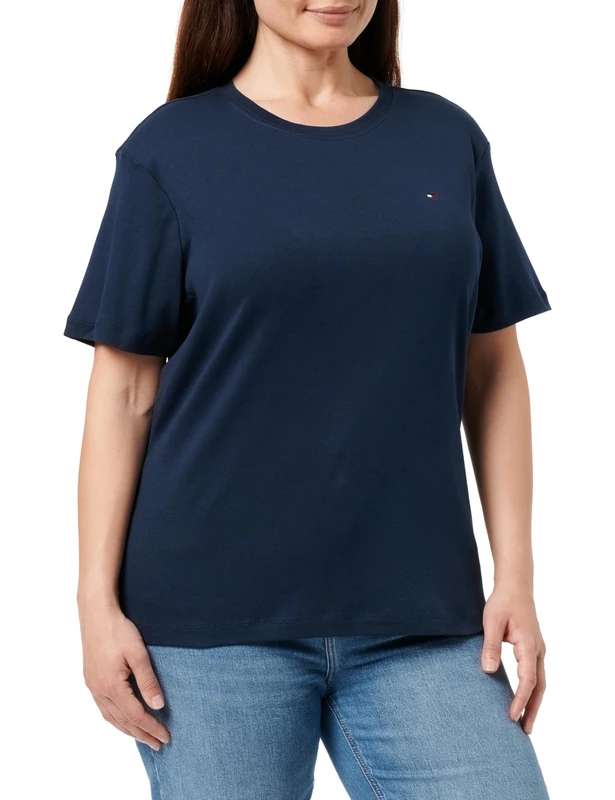 Tommy Hilfiger Women’s Short Sleeve Round Neck Slim Cody T-Shirt, Blue (Dark Night Navy), XL