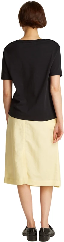 Tommy Hilfiger Women’s Short Sleeve Stripe Gold T-Shirt with Buttons, Black (Black), M - Image 1