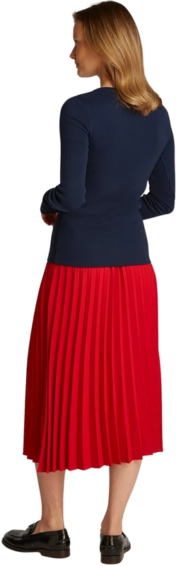 Tommy Hilfiger Women’s Slim Henley Long Sleeve Top with Button Placket, Blue (Dark Night Navy), XL
