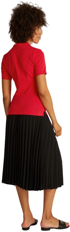 Tommy Hilfiger Women's Short Sleeve Slim Fit Polo Shirt, Red (Primary Red), XXL