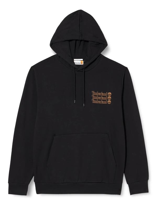 Timberland Men's Hoodie 2 Tier 3 Sweatshirt, Black, XXL