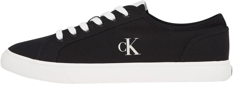 Calvin Klein Men’s Low Top Canvas Vulcanised Trainers, Black (Ck Black/Bright White), 7