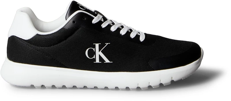 Calvin Klein Men’s Eva Mesh Runner Trainers with Logo, Black (Ck Black/Bright White), 12