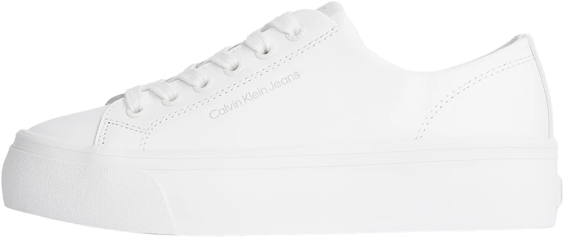 Calvin Klein Women’s Flatform Low Top Vulcanised Trainers, White (Triple Bright White), 8