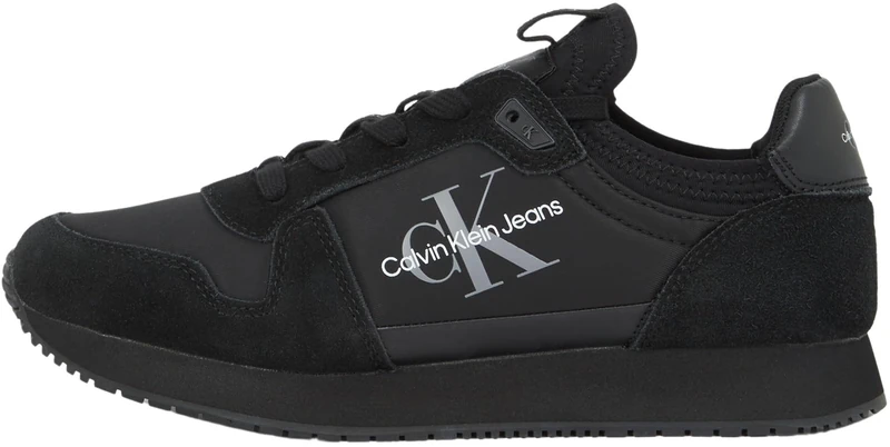 Calvin Klein Women’s Low Top Lace-Up Sock Runner Trainers, Black (Trpl Black), 4