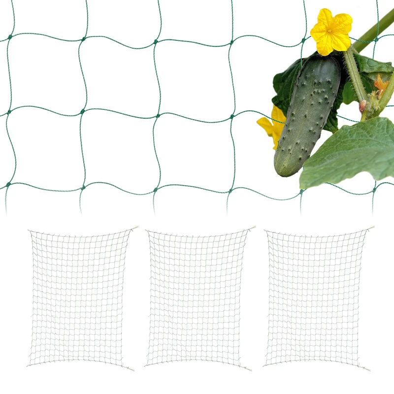 Relaxdays 4X Trellis Nets, 200 x 350 cm Cucumber & Flowers Climbing Support, Garden & Greenhouse, Mesh Size 10 cm, Green, 2 x 3.5 m - Image 1