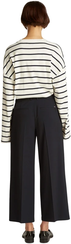 Tommy Hilfiger Women’s Wide Leg Cropped Trousers, Black (Black), 36W