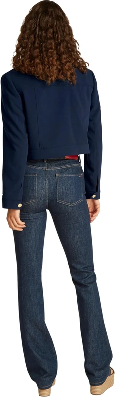 Tommy Hilfiger Women's Gold Button Short Blazer, Blue (Dark Night Navy), 18