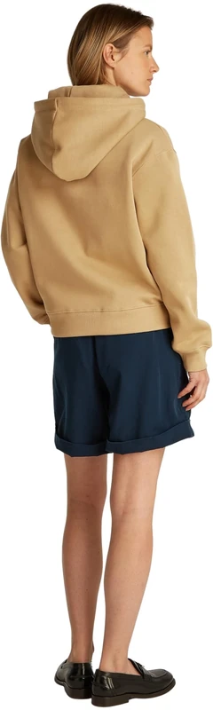 Tommy Hilfiger Women’s Logo Hoodie, Beige (Safari Canvas), XXS