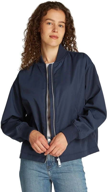 Tommy Hilfiger Women’s Casual Nylon Light Bomber Jacket, Blue (Dark Night Navy), XL
