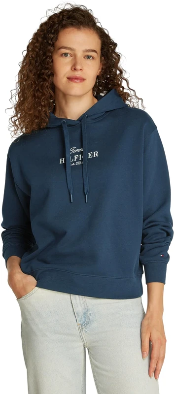 Tommy Hilfiger Women’s Regular Fit Cotton Hoodie, Blue (Dark Night Navy), XXL