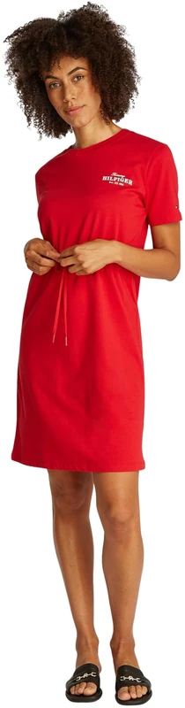 Tommy Hilfiger Women’s Belted T-Shirt Dress, Red (Primary Red), XXL