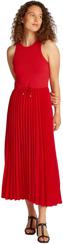 Tommy Hilfiger Women’s Sleeveless Midi Dress, Red (Primary Red), L