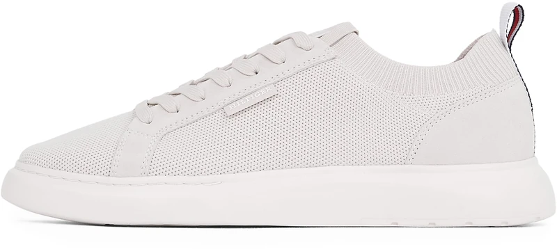 Tommy Hilfiger Men’s Elegant Light Knit Seasonal Vulcanised Trainers, White (Alabaster), 8